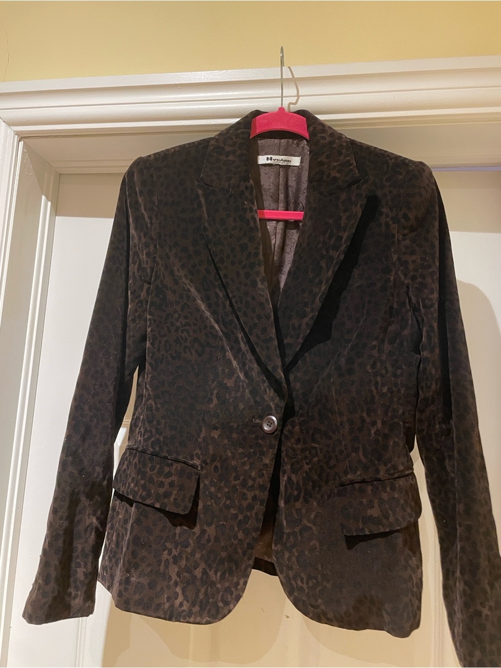 Nygard Collection 100% Cotton Velvet Animal Print Brown Blazer S